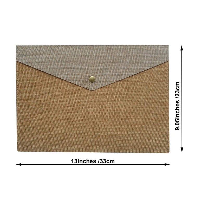 enyuwlcm Durable A4 File Folder Document Holder Portfolio Envelope Felt Folder Case with Snap Closure Set of 2 Beige and Brown - Image 4